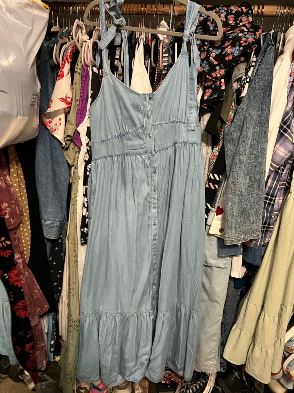 Levi's Light Blue Denim Button-Front Maxi Dress